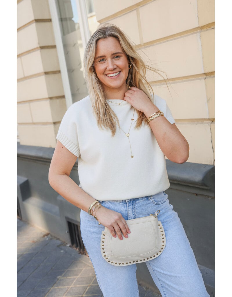 21Jewelz Truitje met structuur boord - ecru