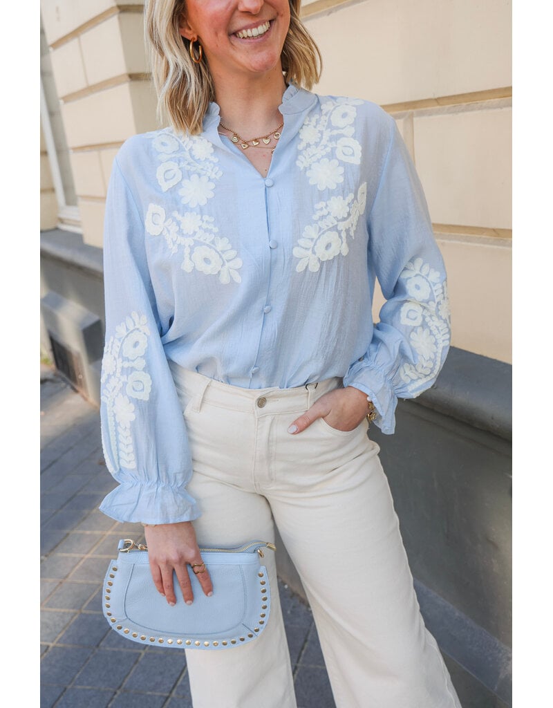 21Jewelz Broderie blouse - blauw