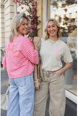 21Jewelz Gestreept soleil shirt met driekwart mouw - roze