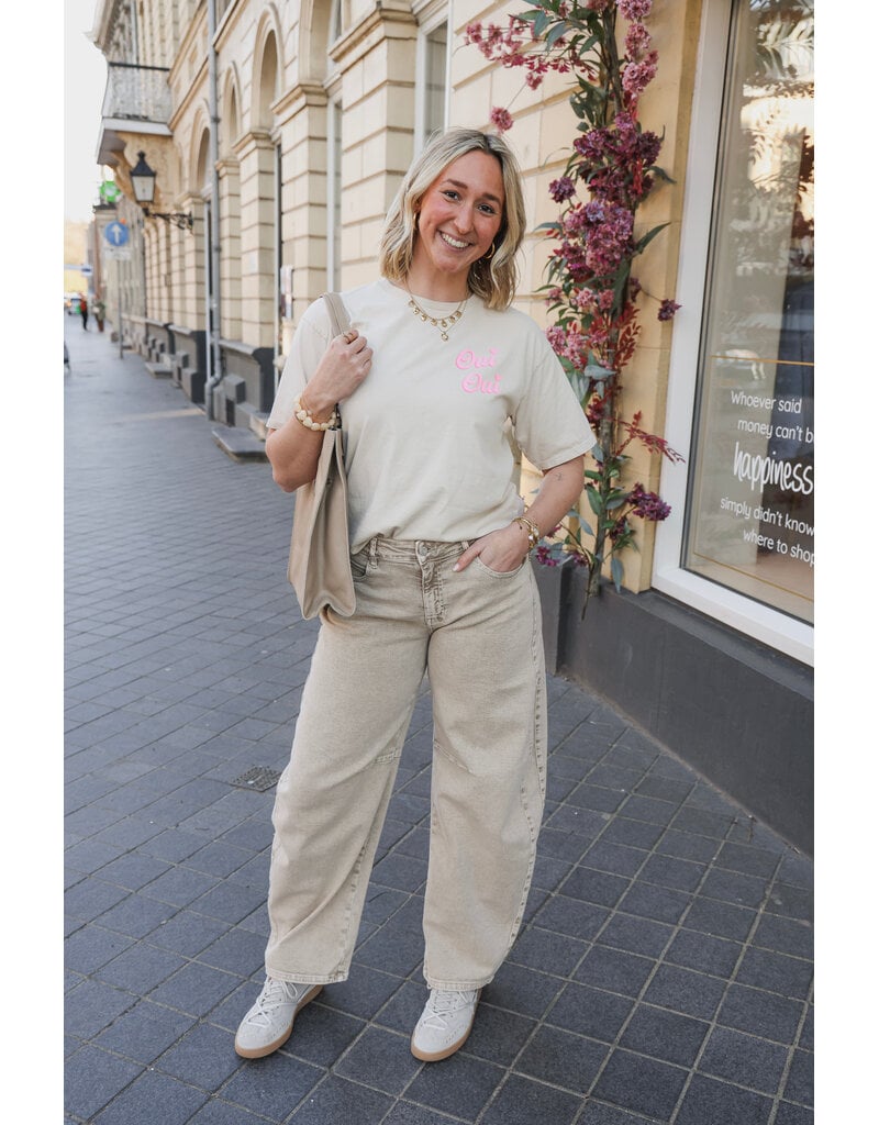 21Jewelz T-shirt Oui Oui - beige/roze
