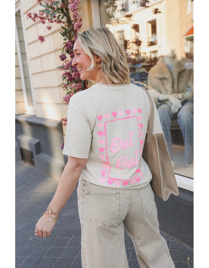 21Jewelz T-shirt Oui Oui - beige/roze