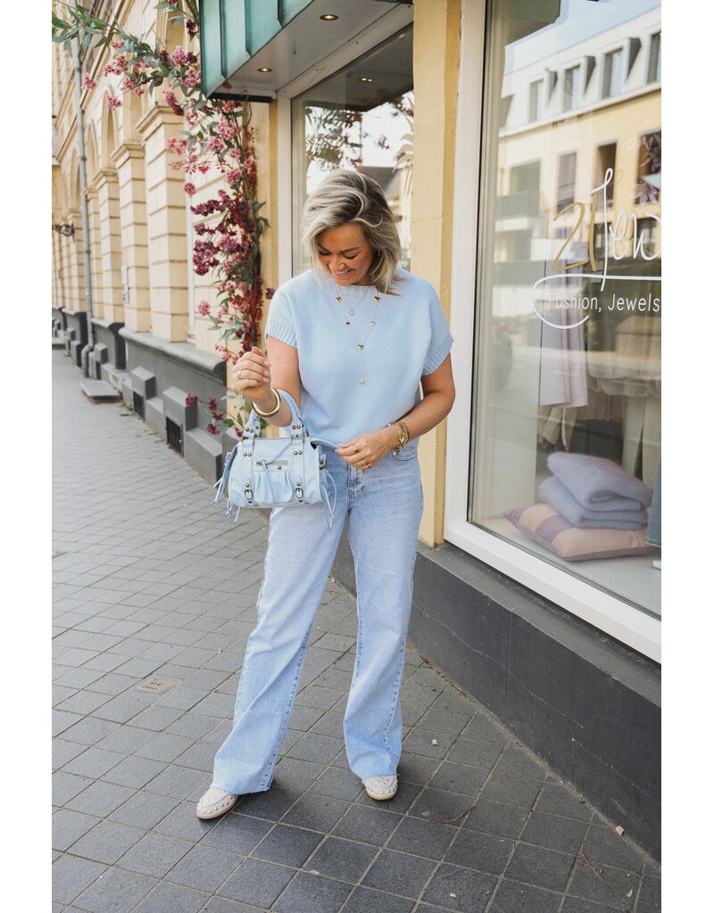 21Jewelz Truitje met structuur boord - blauw