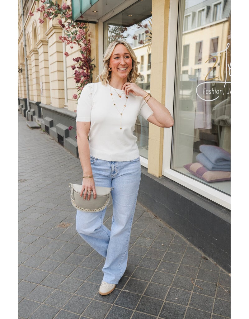 21Jewelz Truitje met korte pofmouwen - wit