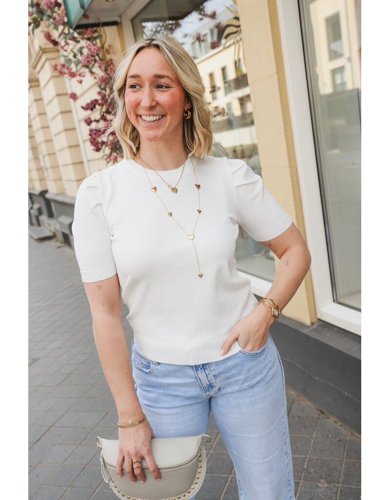 21Jewelz Truitje met korte pofmouwen - wit