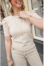 21Jewelz Truitje met korte pofmouwen - beige