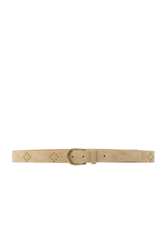 21Jewelz Musthave gold detailed riem met studs - suede beige