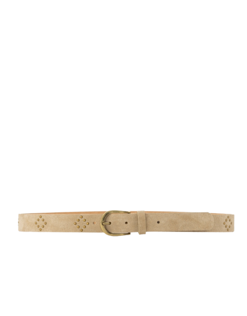 21Jewelz Musthave gold detailed riem met studs - suede beige