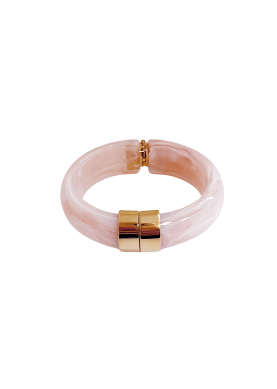 21Jewelz Statement bangle met gouden detail - licht roze