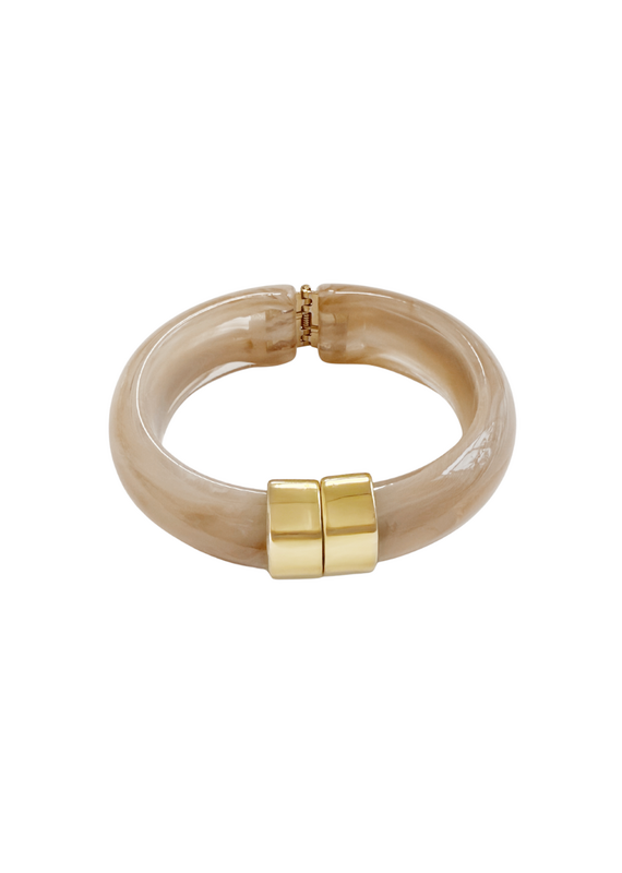21Jewelz Statement bangle met gouden detail - taupe