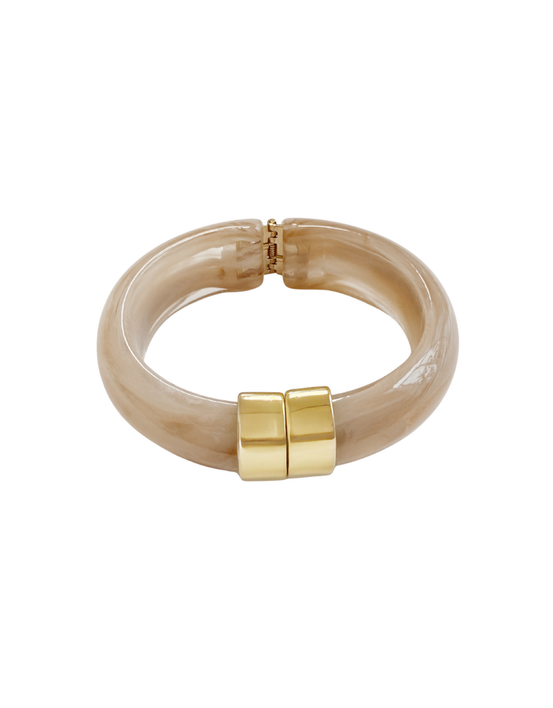 21Jewelz Statement bangle met gouden detail - taupe
