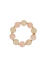 Statement armband met platte ronde kralen - ecru/roze