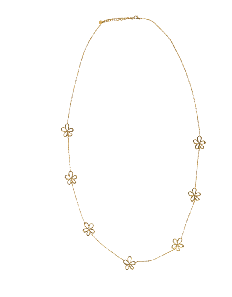 21Jewelz Lange ketting met bloemetjes - goud