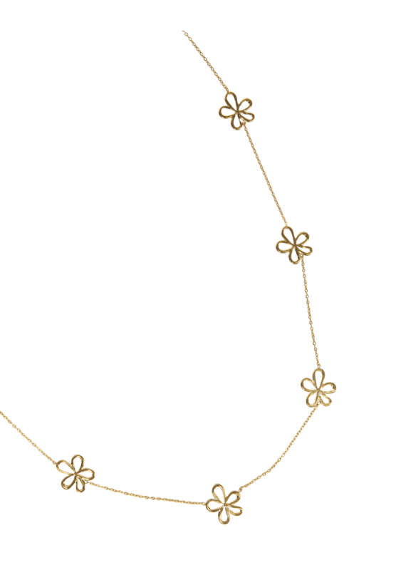 21Jewelz Lange ketting met bloemetjes - goud