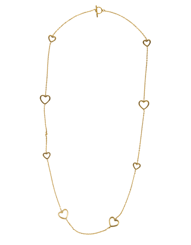 21Jewelz Lange ketting met open hartjes - goud