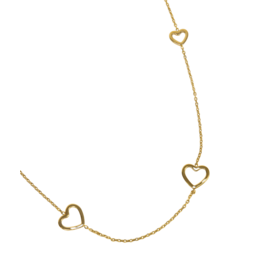 21Jewelz Lange ketting met open hartjes - goud