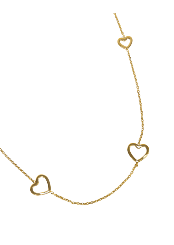 21Jewelz Lange ketting met open hartjes - goud