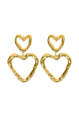 21Jewelz Organische dubbele hartjes oorbellen - goud