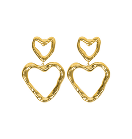 21Jewelz Organische dubbele hartjes oorbellen - goud