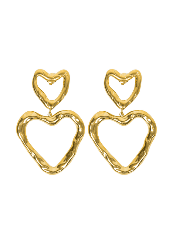 21Jewelz Organische dubbele hartjes oorbellen - goud
