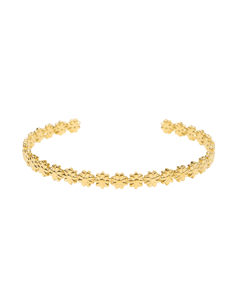 21Jewelz Verstelbare smalle bangle met bloemetjes - goud