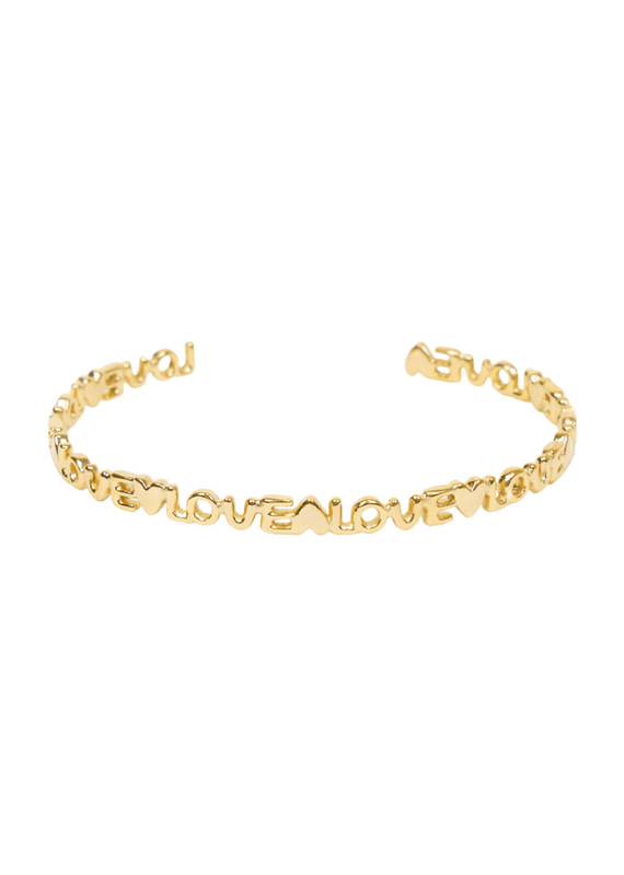 21Jewelz Verstelbare smalle bangle "Love" - goud