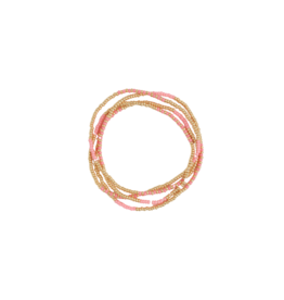 21Jewelz 4 Dubbel elastisch kralen armbandje - roze/goud