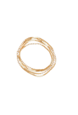 21Jewelz 4 Dubbel elastisch kralen armbandje - ecru/goud