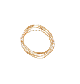 21Jewelz 4 Dubbel elastisch kralen armbandje - ecru/goud