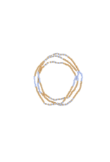 21Jewelz 3 Dubbel elastisch kralen armbandje - blauw/goud