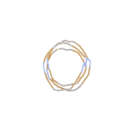 21Jewelz 3 Dubbel elastisch kralen armbandje - blauw/goud