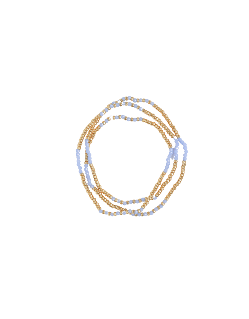 21Jewelz 3 Dubbel elastisch kralen armbandje - blauw/goud