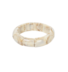 21Jewelz Elastisch armbandje met halfronde kralen - marmer beige