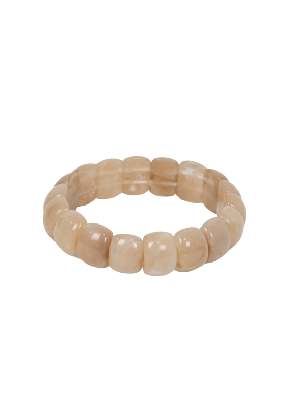 21Jewelz Elastisch armbandje met kleine halfronde kralen - marmer taupe