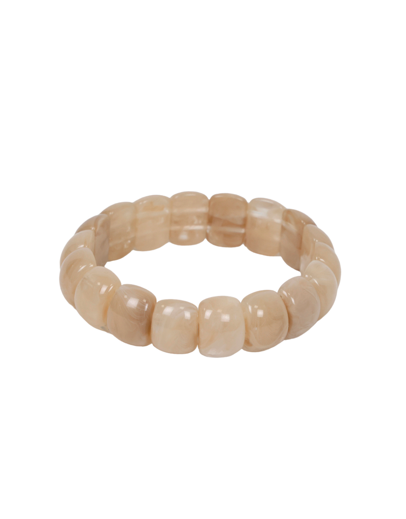 21Jewelz Elastisch armbandje met kleine halfronde kralen - marmer taupe