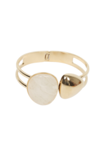 21Jewelz Goude bangle met organische vorm & steen - ecru