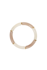 21Jewelz Elastisch armbandje met smalle lange kralen - ecru/taupe