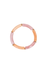 21Jewelz Elastisch armbandje met smalle lange kralen - roze/peach