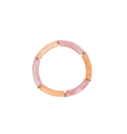 21Jewelz Elastisch armbandje met smalle lange kralen - roze/peach
