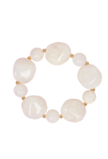 21Jewelz Statement armband met organische kralen - ecru marmer