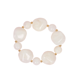 21Jewelz Statement armband met organische kralen - ecru marmer