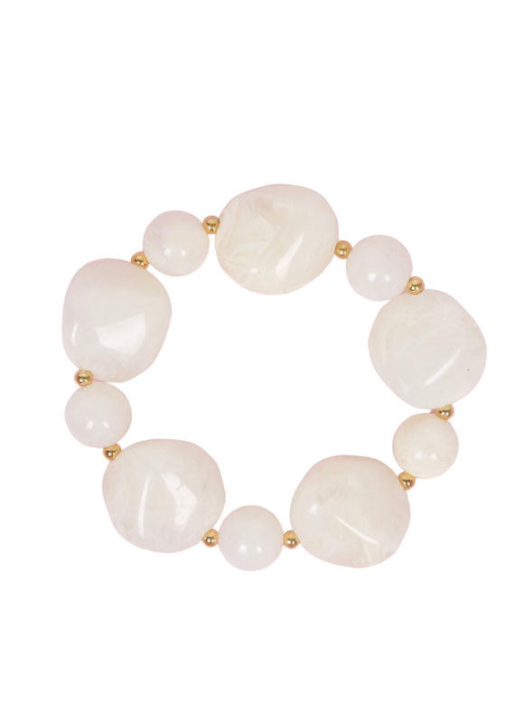 21Jewelz Statement armband met organische kralen - ecru marmer