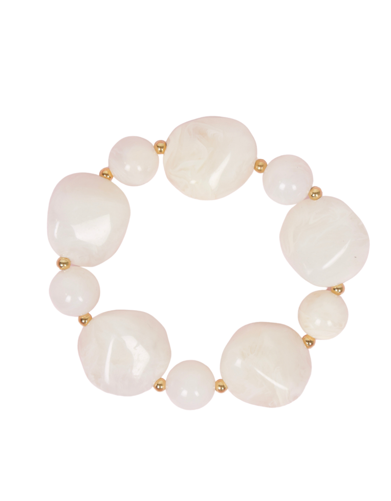 21Jewelz Statement armband met organische kralen - ecru marmer