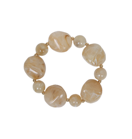 21Jewelz Statement armband met organische kralen - taupe marmer
