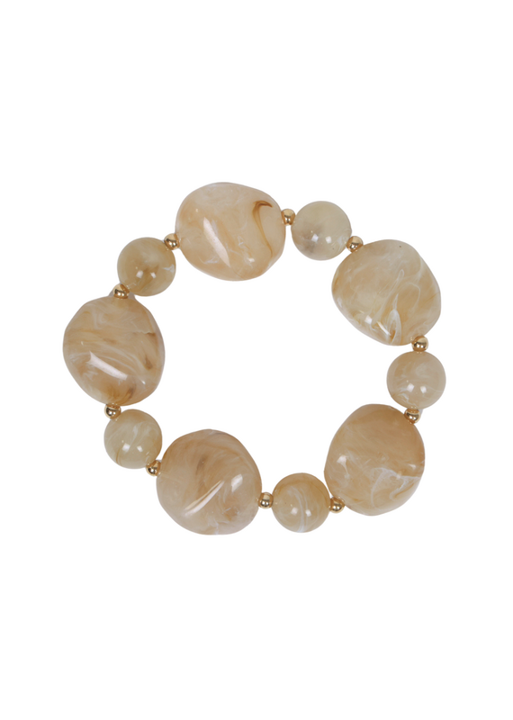 21Jewelz Statement armband met organische kralen - taupe marmer