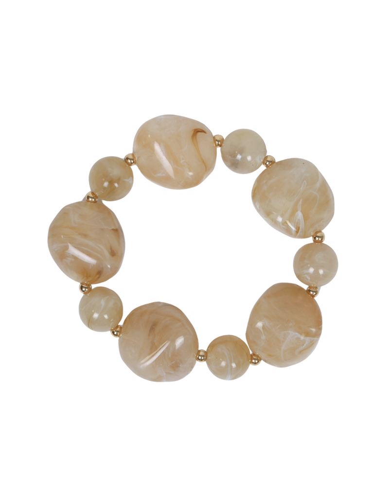 21Jewelz Statement armband met organische kralen - taupe marmer