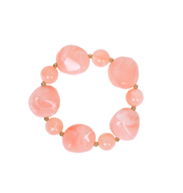 21Jewelz Statement armband met organische kralen - peach roze