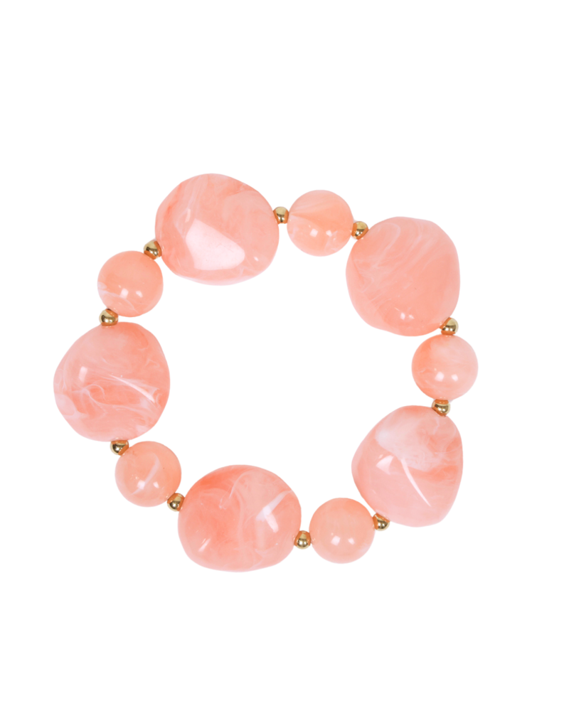 21Jewelz Statement armband met organische kralen - peach roze