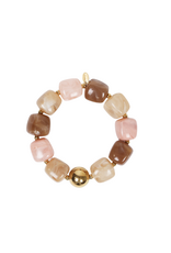 21Jewelz Statement armband met gouden details en kraal - bruin/roze