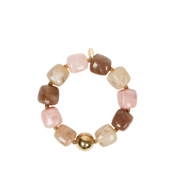 21Jewelz Statement armband met gouden details en kraal - bruin/roze