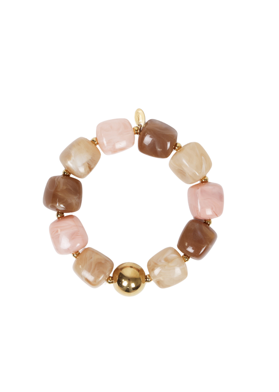 21Jewelz Statement armband met gouden details en kraal - bruin/roze